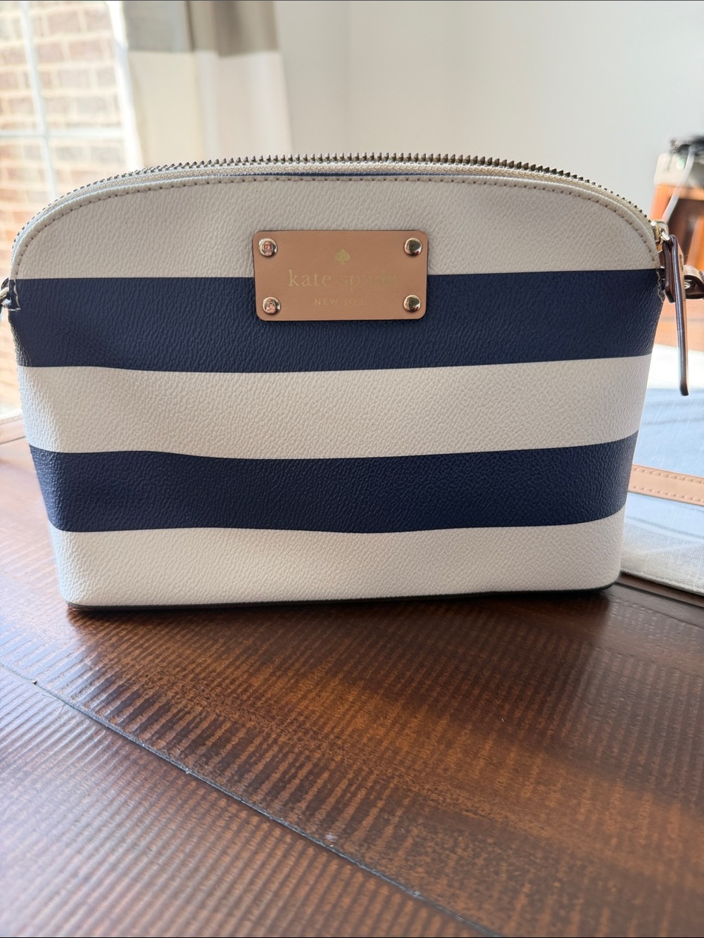 kate spade Navy and White Striped Toiletry Pouch